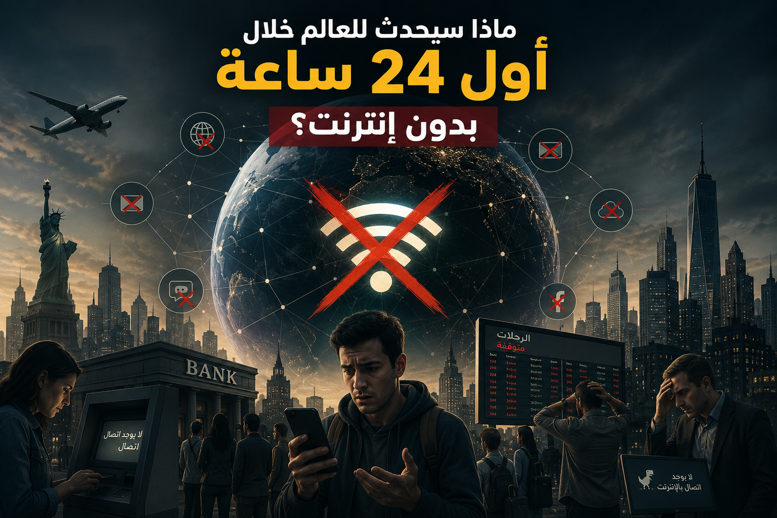 صورة مقال ماذا سيحدث للعالم خلال أول 24 ساعة بدون إنترنت؟ وبعد أسبوع... هل ينهار العالم فعلًا؟
