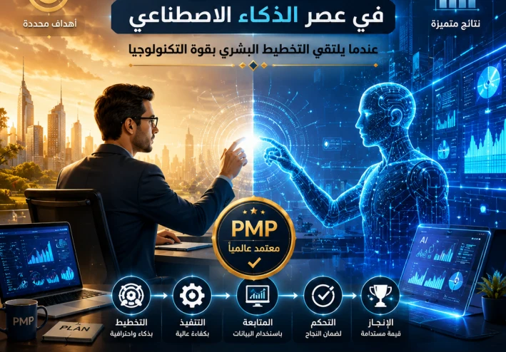 إدارة المشاريع الحديثة (PMP) في عصر الذكاء الاصطناعي.. عندما يلتقي التخطيط البشري بقوة التكنولوجيا