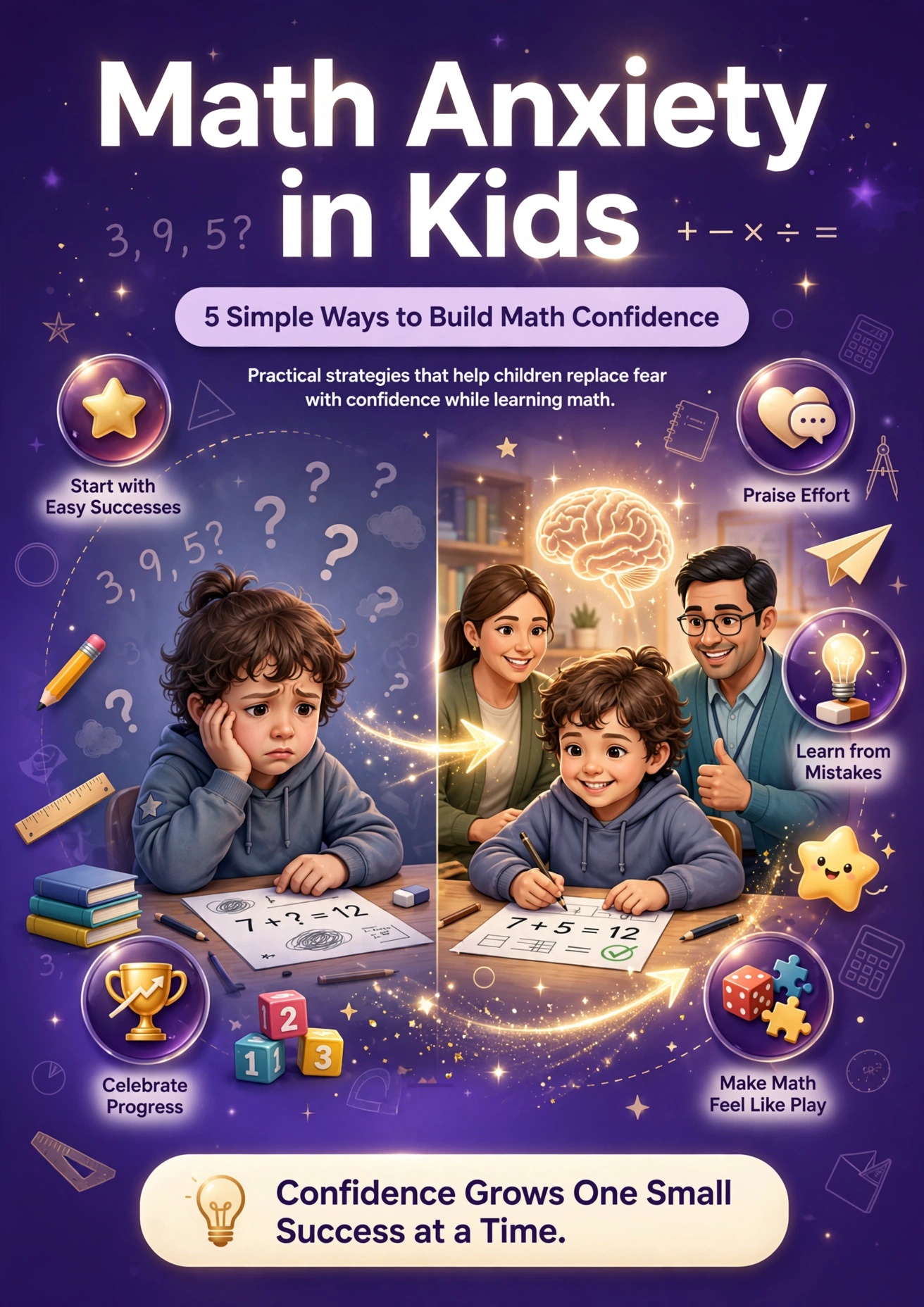 صورة مقال Math Anxiety in Kids: 5 Simple Ways to Build Math Confidence