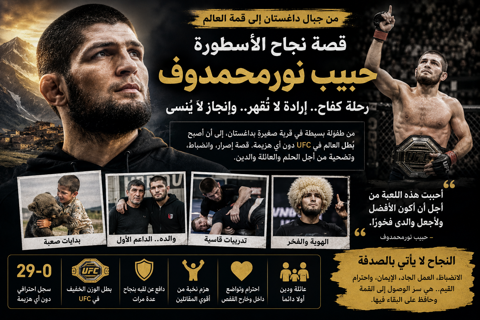 صورة مقال من راعي أغنام في جبال داغستان إلى أسطورة لا تُهزم.. قصة نجاح حبيب نورمحمدوف التي ألهمت العالم