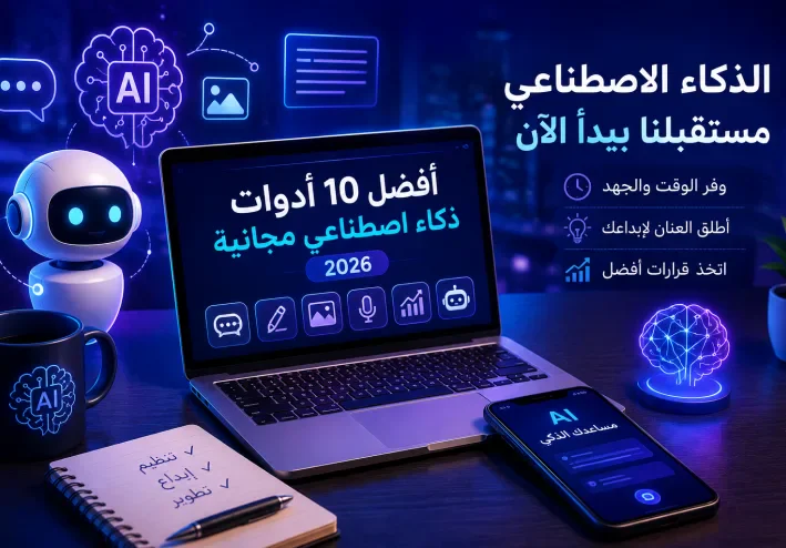 "أفضل 10 أدوات ذكاء اصطناعي مجانية في 2026 ستوفر عليك ساعات من العمل"