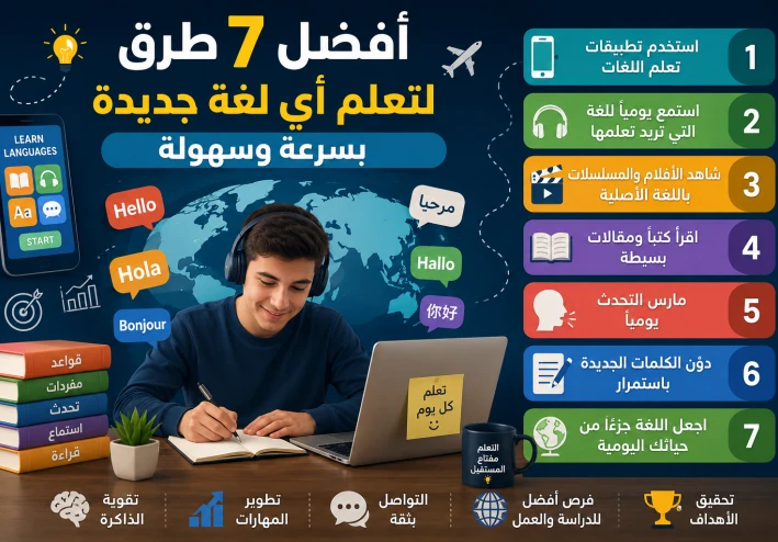 🌎 أفضل 7 طرق تجعل تعلم اللغات أسهل وأكثر متعة 🎓