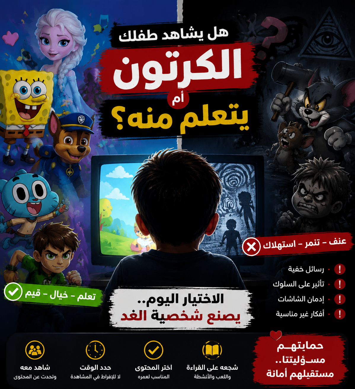 هل يشاهد طفلك الكرتون أم يتعلم منه؟ حقائق صادمة عن الرسائل الخفية في أفلام الكرتون