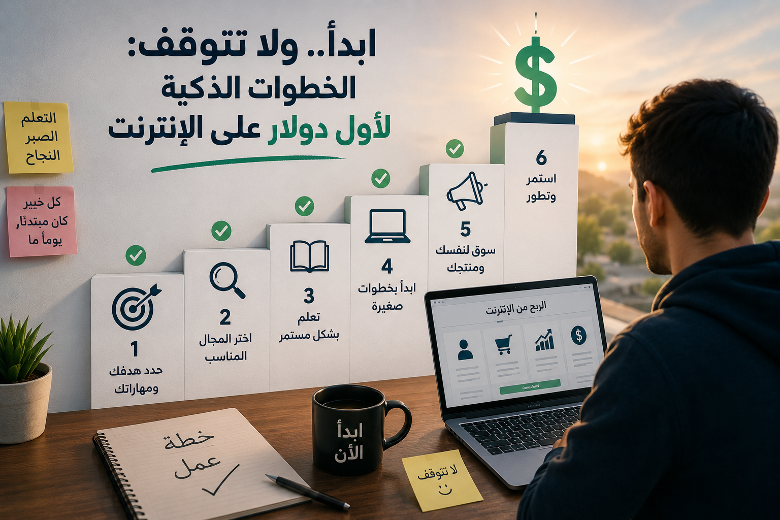 ابدأ.. ولا تتوقف: الخطوات الذكية لأول دولار على الإنترنت