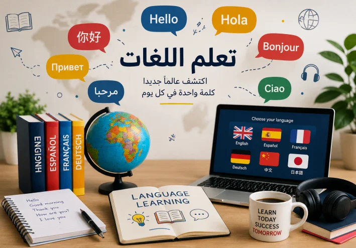 تعلم اللغات: مفتاحك إلى عالمٍ بلا حدود طوّر مهاراتك، ووسّع آفاقك، وافتح أبوابًا جديدة للنجاح والتواصل.