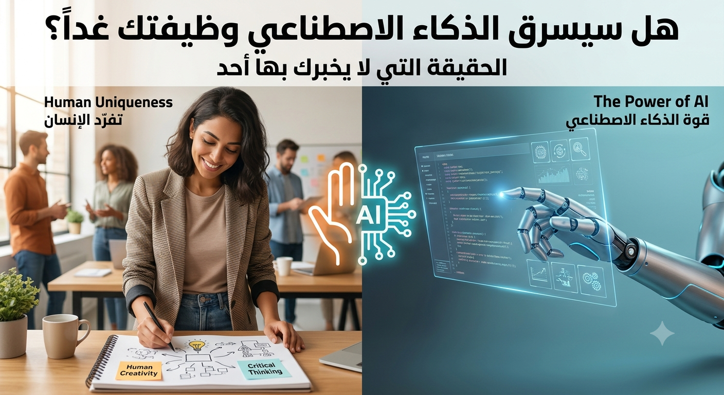 صورة مقال "هل سيسرق الذكاء الاصطناعي وظيفتك غداً؟ الحقيقة التي لا يخبرك بها أحد !."