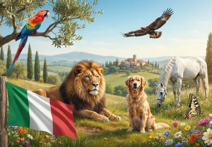 أشهر أسماء الحيوانات والطيور والحشرات بالإيطالية مع النطق والمعنى