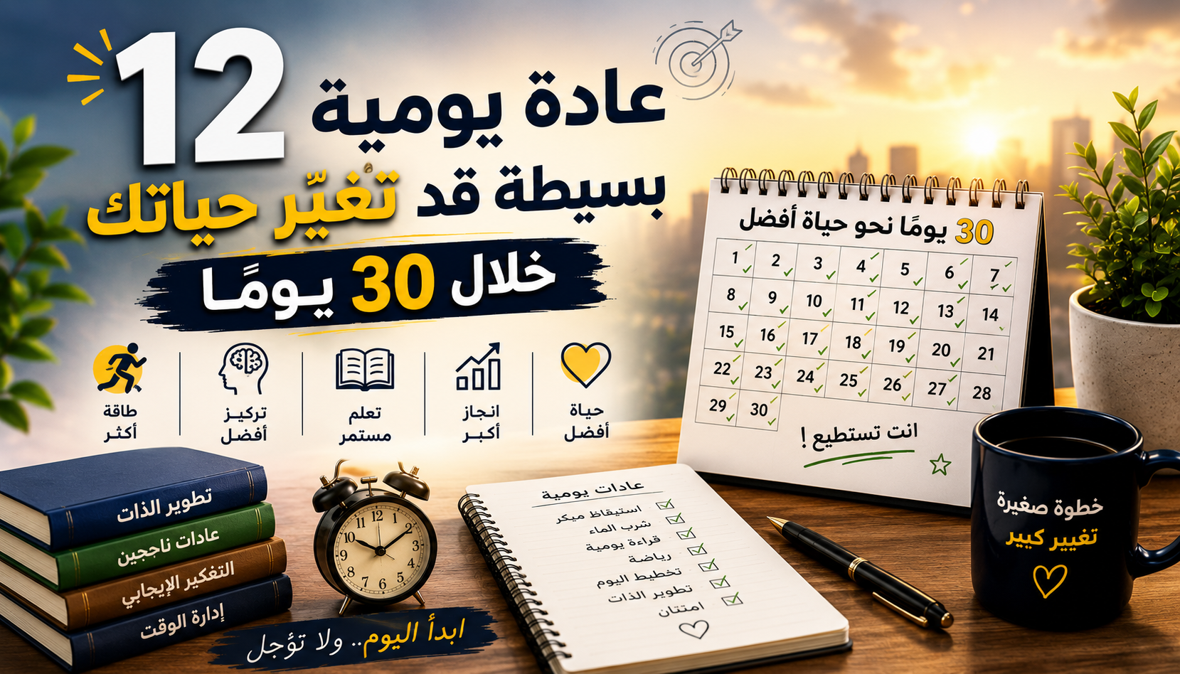 صورة مقال 12 عادة يومية بسيطة قد تغيّر حياتك خلال 30 يومًا.. ابدأ اليوم ولا تؤجل