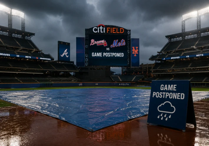 Braves vs. Mets Weather Delay Sets Up Huge Wednesday Doubleheader at Citi Field