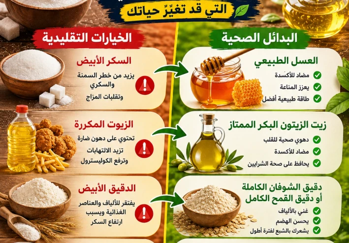 هل ما زلت تستخدم السكر الأبيض والزيوت المكررة؟.. تعرّف على البدائل الصحية التي قد تغيّر حياتك