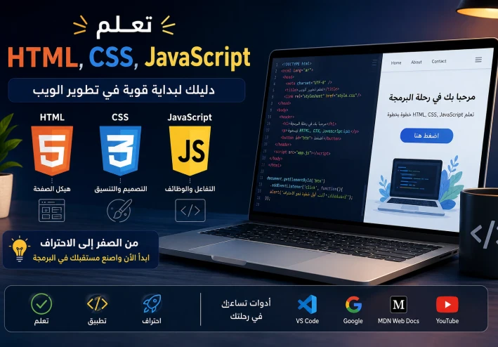  تعلم HTML وCSS وJavaScript: دليلك لبداية قوية في تطوير الويب