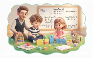 "خواص عملية الضرب (الإبدال، الدمج، المحايد الضربي )" الصف الثالث الابتداي ترم 1 رياضيات