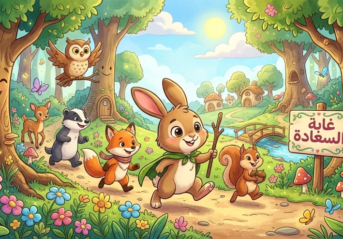 🦊 الأرنب الشجاع والغابة السعيدة 🌳✨