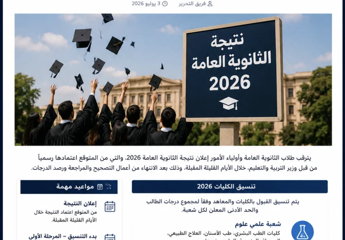 ​دليل الطالب وأولياء الأمور: من نتائج الثانوية العامة إلى توقعات تنسيق الكليات