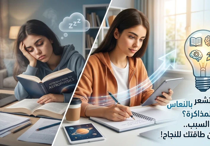 لماذا يداهمك النوم أثناء المذاكرة؟ (الأسباب العلمية والحل النهائي)