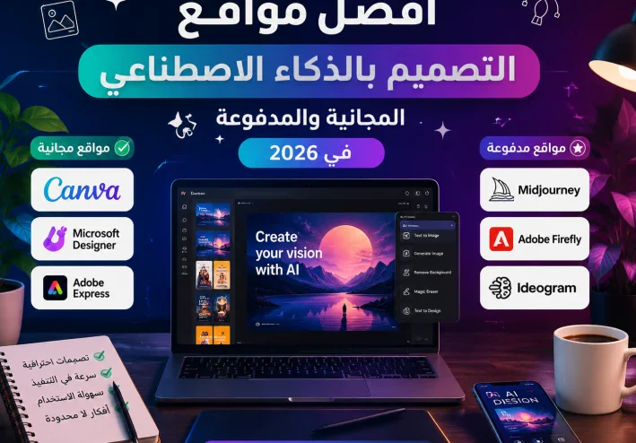 أفضل مواقع التصميم بالذكاء الاصطناعي المجانية والمدفوعة في 2026.. دليلك لاختيار الأداة المناسبة