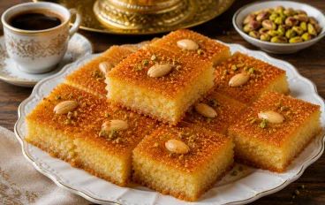طريقة عمل البسبوسة المرملة في المنزل.. أسرار القوام الهش والطعم اللذيذ مثل المحلات