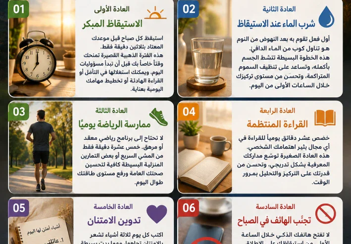 سبع عادات يومية بسيطة تحوّل حياتك إلى الأفضل في ثلاثين يوماً