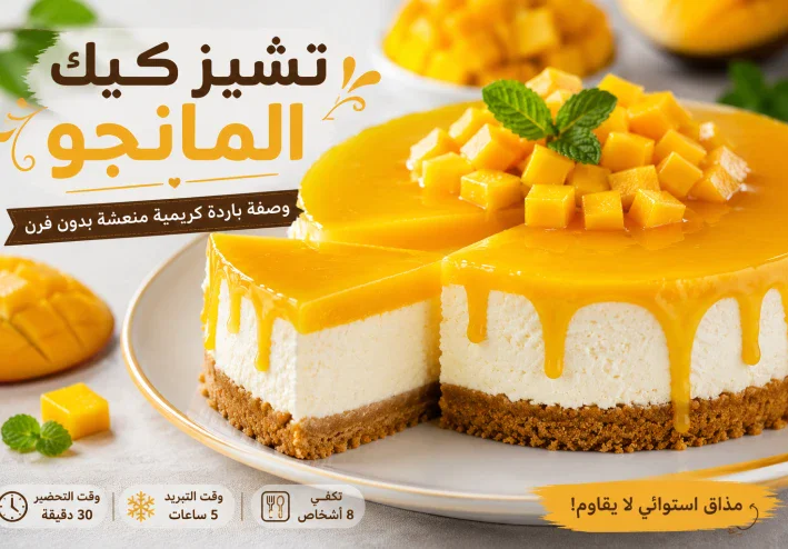 طريقة عمل تشيز كيك المانجو في المنزل