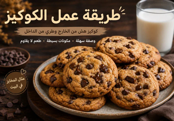 طريفة عمل الكوكيز بالشوكولاتة في المنزل مثل المخابز