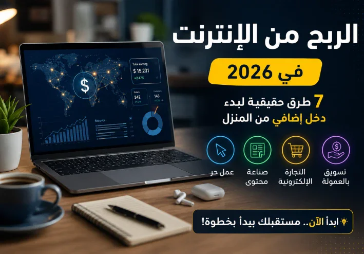 الربح من الإنترنت في 2026: 7 طرق حقيقية لبدء دخل إضافي من المنزل