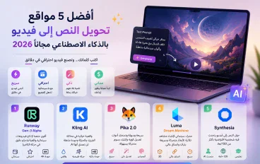 أفضل 5 مواقع تحويل النص إلى فيديو بالذكاء الاصطناعي مجانًا 2026 | اصنع فيديو احترافي في دقائق