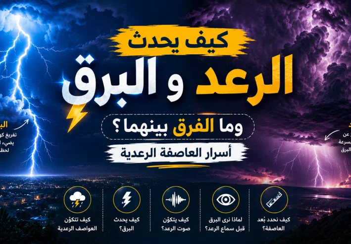 ⚡ كيف يحدث البرق والرعد؟ وما الفرق بينهما؟ أسرار العاصفة الرعدية