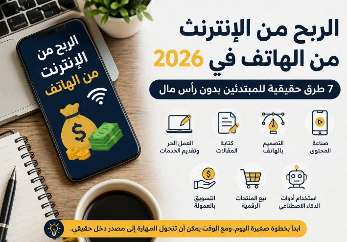 📱 الربح من الإنترنت من الهاتف في 2026: 7 طرق حقيقية للمبتدئين بدون رأس مال