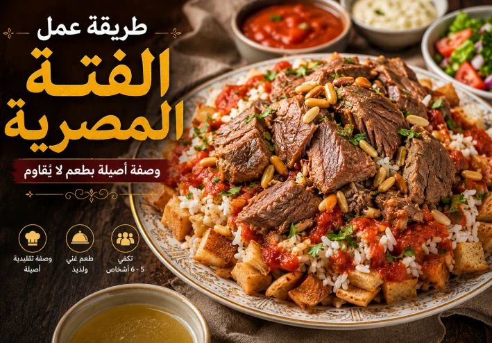 طريقة  عمل الفتة المصرية باللحم في المنزل