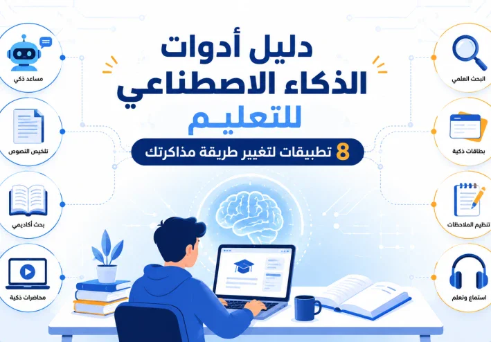 أدوات الذكاء الاصطناعي للتعليم: دليلك الشامل لأفضل 8 تطبيقات للمذاكرة والبحث العلمي