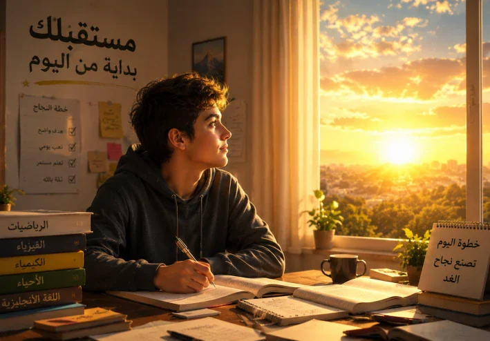 بين يديك المستقبل: رسالة تحفيزية شاملة لطلاب الثانوية العامة (نصائح ذهبية للنجاح والتركيز)