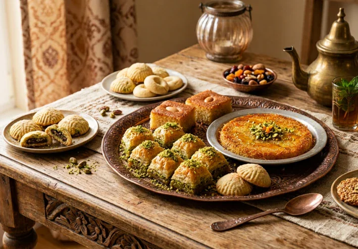 حكاية المذاق : رحلة عبر تاريخ وسحر الحلويات الشرقية وتأثيرها في المطبخ الغربي .