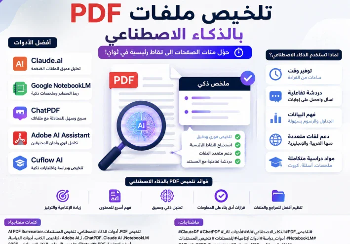 أفضل أدوات الذكاء الاصطناعي لتلخيص ملفات PDF في 2026