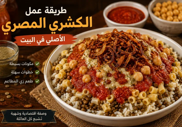 طريقة عمل الكشري المصري في المنزل