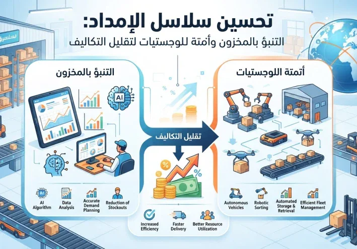 تحسين سلاسل الإمداد: التنبؤ بالمخزون وأتمتة اللوجستيات لتقليل التكاليف