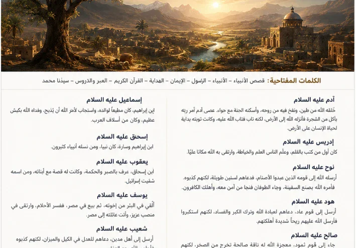 قصص الأنبياء: رحلة الإيمان والصبر والهداية من آدم إلى محمد ﷺ