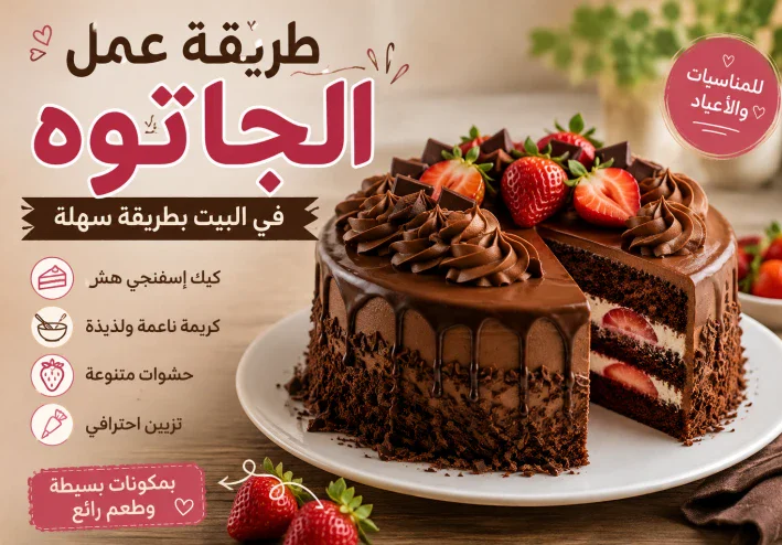 طريقة عمل الجاتوه في المنزل مثل المحلات