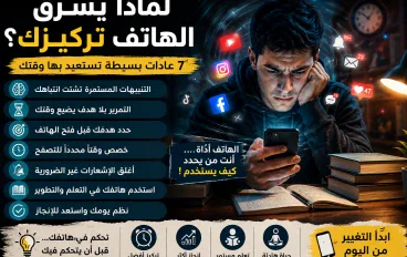 لماذا يسرق الهاتف تركيزك؟ 7 عادات بسيطة تستعيد بها وقتك