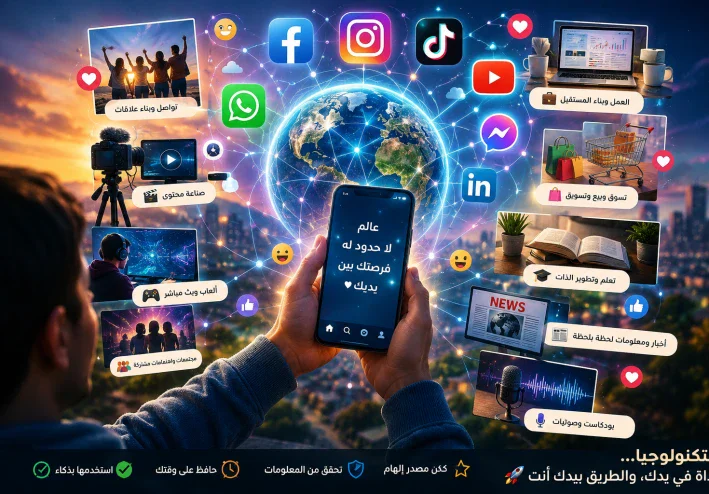 من شاشة صغيرة إلى عالم كامل: كيف غيّرت مواقع التواصل الاجتماعي حياتنا؟ 📱🌍✨