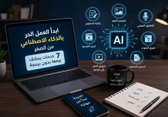 كيف تبدأ العمل الحر بالذكاء الاصطناعي من الصفر؟ 7 خدمات يمكنك بيعها بدون برمجة