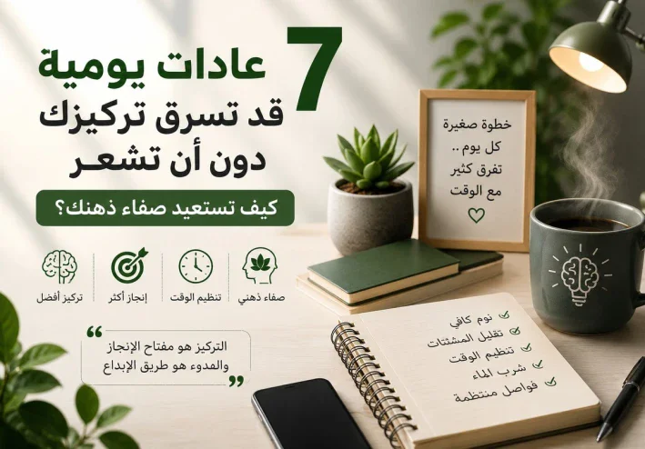 7 عادات يومية قد تسرق تركيزك دون أن تشعر.. كيف تستعيد صفاء ذهنك؟