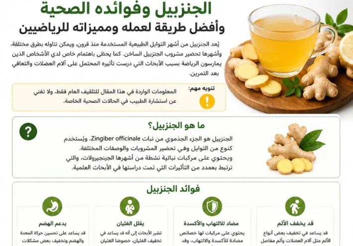 الجنزبيل وفوائده الصحية وأفضل طريقة لتحضيره ومميزاته للرياضيين