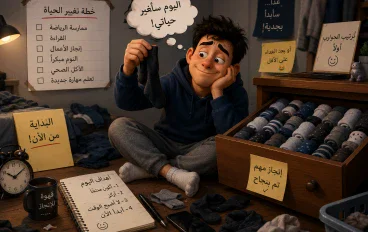 عندما قررت أن أرتب حياتي… فرتبت درج الجوارب!