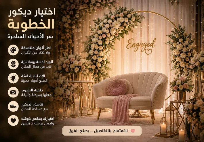 اختيار ديكور الخطوبة: كيف تصنع أجواءً أنيقة ومميزة؟