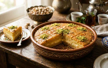 طريقة عمل البسبوسه بالقشطه 