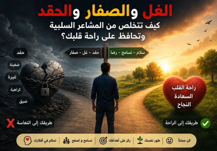 # **الغل والصفار والحقد.. كيف تتخلص من المشاعر السلبية وتحافظ على راحة قلبك؟**
