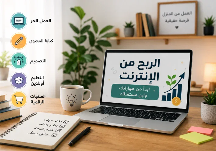 **كيف تبدأ الربح من الإنترنت؟ أفكار عملية لتحويل مهاراتك إلى دخل من المنزل**