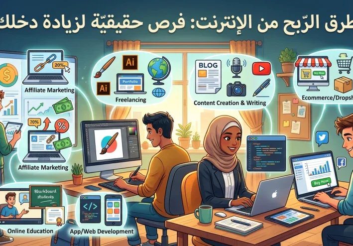 طرق الربح من الإنترنت: فرص حقيقية لزيادة دخلك