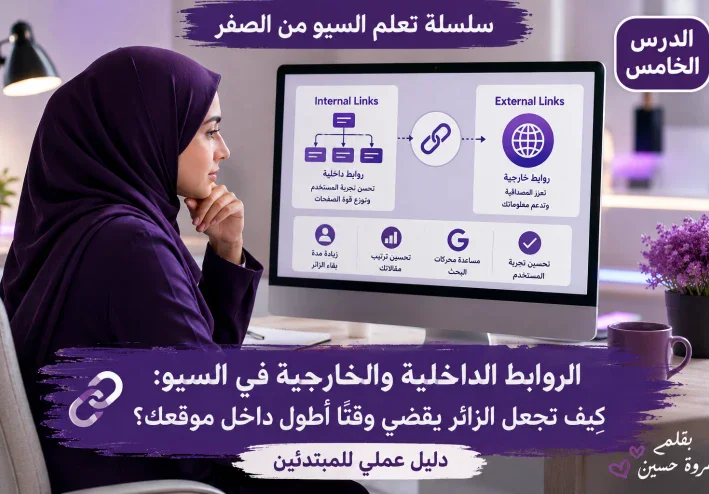 الروابط الداخلية والخارجية في السيو: كيف تجعل الزائر يقضي وقتًا أطول داخل موقعك؟ (دليل عملي للمبتدئين)
