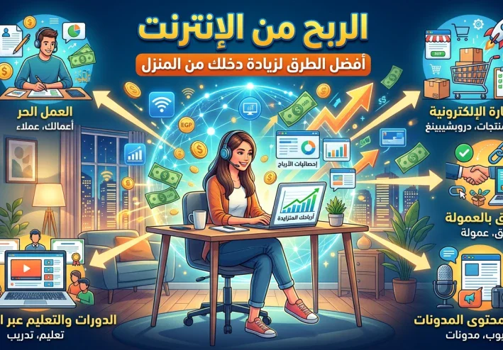 عنوان: الربح من الإنترنت: أفضل الطرق لزيادة دخلك من المنزل
